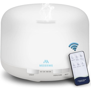 500ML White Aromatherapy Diffuser – Essential Oil Humidifier with Remote, Timer & LED Lights