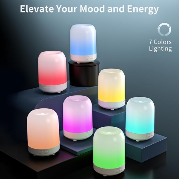 250ML Essential Oil Diffuser – White Pattern Ultrasonic Humidifier with LED Lights & Quiet Mist - Image 4