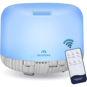 500ML Grey Aromatherapy Diffuser – Essential Oil Humidifier with Remote, Timer & LED Lights