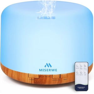 1000ML Wood Essential Oil Diffuser – Remote Control Aromatherapy Humidifier with Timer & LED