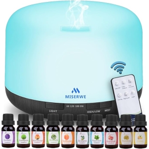 500ML Black Aromatherapy Diffuser – Essential Oil Humidifier with Remote, Timer & LED Lights