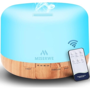 500ML Wood Essential Oil Diffuser – Remote Control Aromatherapy Humidifier with Lights & Timer
