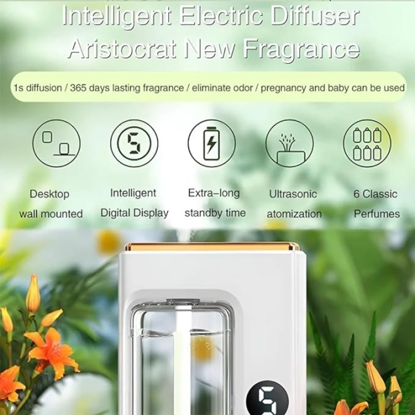 Jasmine Smart Wall Diffuser – Automatic Essential Oil Humidifier with Digital Timer (Color : Jasmine) - Image 2