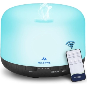 500ML Black Essential Oil Diffuser – Remote Control Aromatherapy Humidifier with Lights & Timer