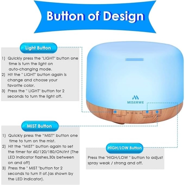 1000ML Black Essential Oil Diffuser – Remote Control Aromatherapy Humidifier with Timer & LED - Image 3