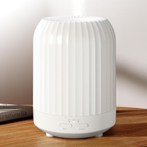 250ML Essential Oil Diffuser – White Pattern Ultrasonic Humidifier with LED Lights & Quiet Mist