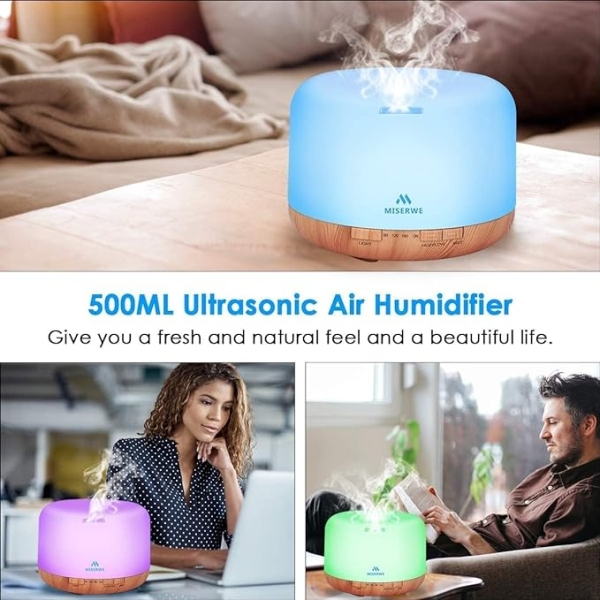 1000ML Black Essential Oil Diffuser – Remote Control Aromatherapy Humidifier with Timer & LED - Image 5