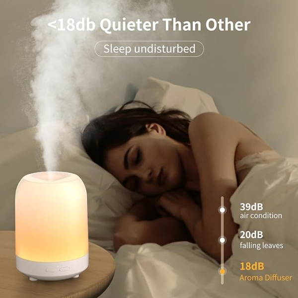 250ML Essential Oil Diffuser – White Pattern Ultrasonic Humidifier with LED Lights & Quiet Mist - Image 5